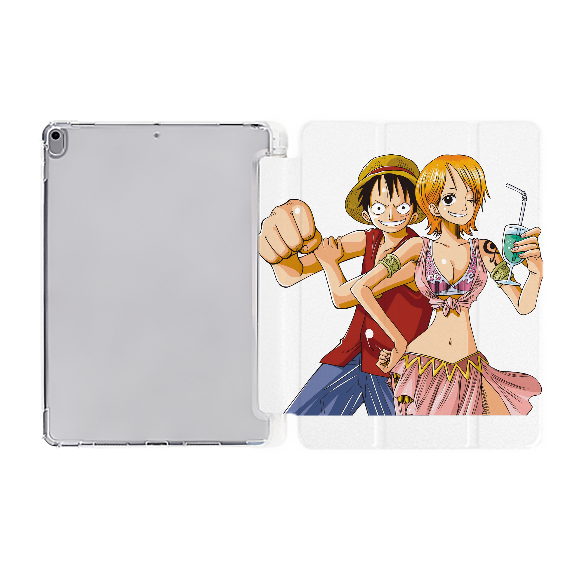 （画像用） ワンピース モンキー・D・ルフィ ONE PIECE Monkey D. Luffy IPad ケース ペン収納付き 三つ折りスタンド PUレザー×シリコン 対応機種9.5/10.5/10.9インチ